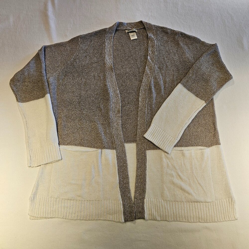 Cotton Emporium Vallerie Textured 2 Tone Block 2 Pocket Cardigan XL